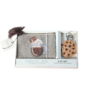 Rachel Zoe Bead Hot Cocoa & Chocolate Chip Cookie 2 Piece Coin Purse & Charm Set